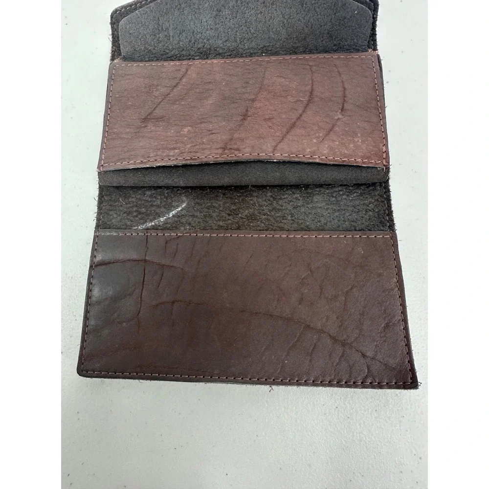 The‎ Buffalo Billfold Company Brown Leather Trifold Wallet Buffalo Nickel Snap